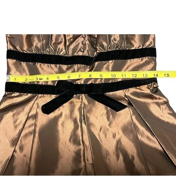 BCBG Paris Brown/Bronze Fit and Flare Taffeta Petticoat Cocktail Dress - Picture 11 of 14